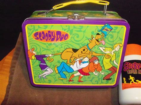 scooby doo small lunch box metal with toy from mcdonalds|scooby doo tin lunch box.